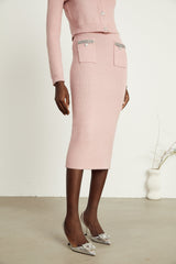 Renée pink embellished jacket  skirt matching set