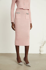 Renée pink embellished jacket  skirt matching set