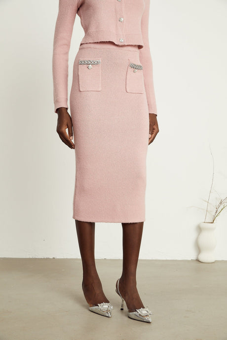 Renée pink embellished jacket  skirt matching set