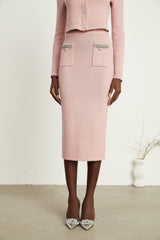 Renée pink embellished jacket  skirt matching set