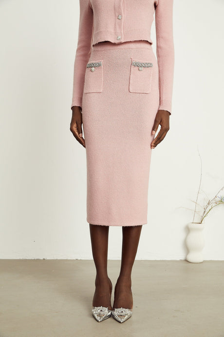 Renée pink embellished jacket  skirt matching set