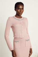 Renée pink embellished jacket  skirt matching set