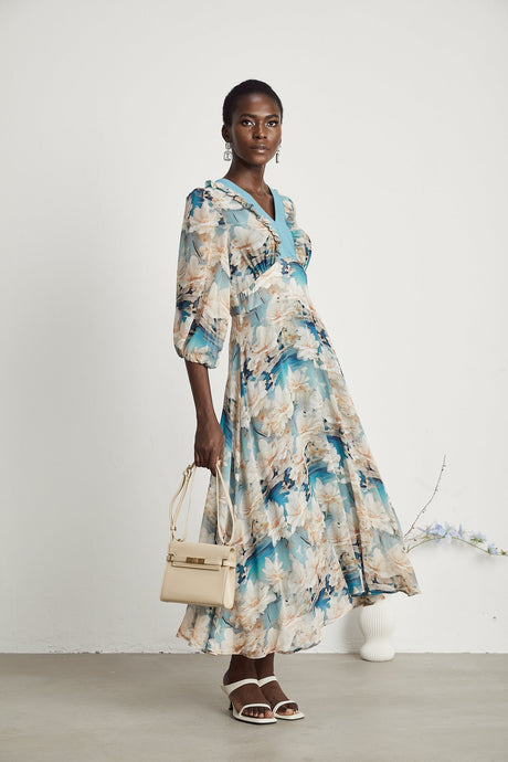 Rosalee Vneck floralprint midi dress