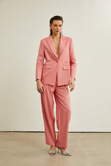 Sarah pink striped embellished jacket  trousers matching set