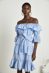 Sophie offshoulder tiered midi dress