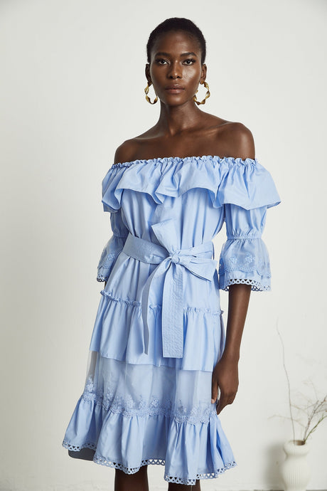 Sophie offshoulder tiered midi dress