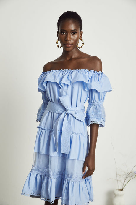 Sophie offshoulder tiered midi dress