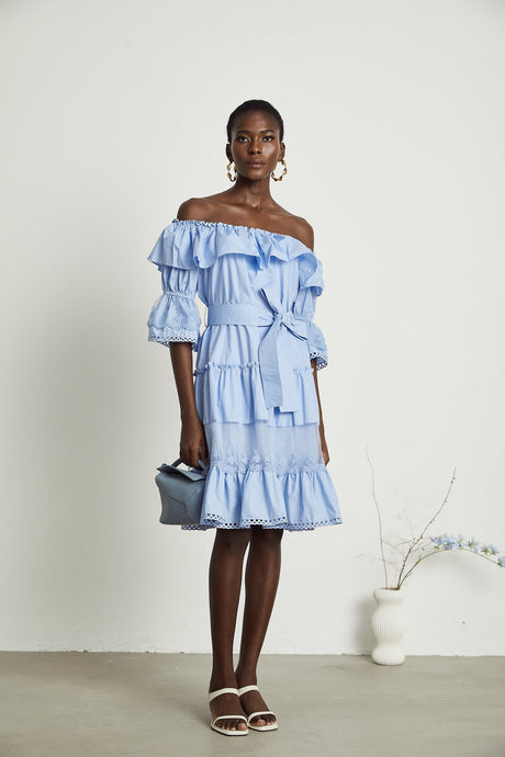Sophie offshoulder tiered midi dress