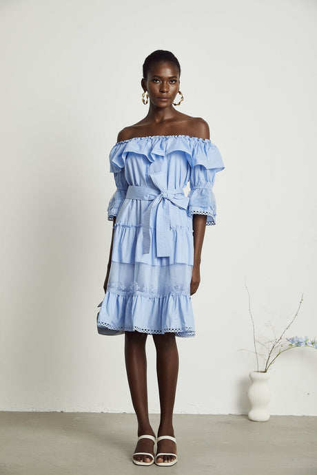 Sophie offshoulder tiered midi dress