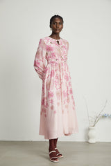 Yvette pink floralprint midi dress