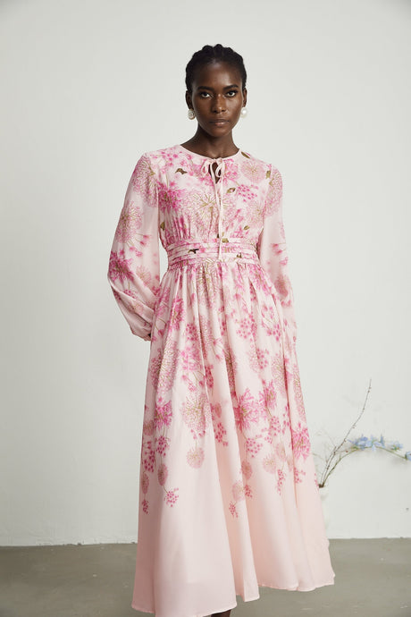 Yvette pink floralprint midi dress
