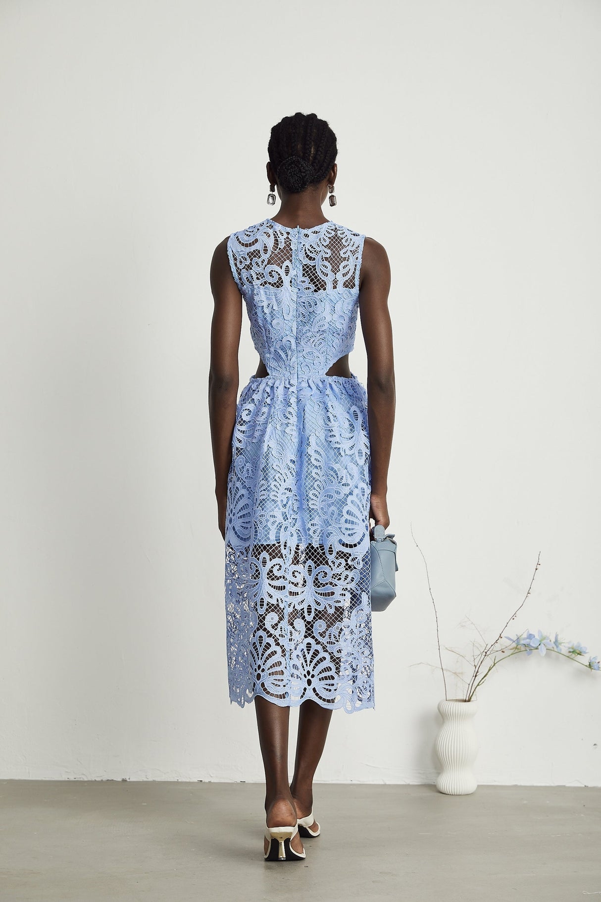 Zoë floralembroidered semisheer midi dress