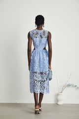 Zoë floralembroidered semisheer midi dress
